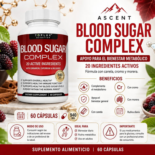 Blood Sugar Complex Toplux, 60 cápsulas
